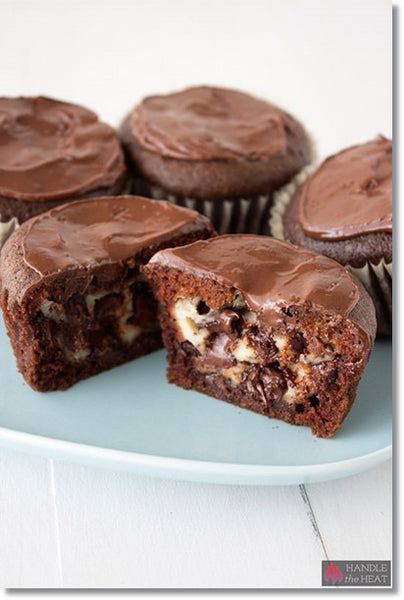 Cheesecake Stuffed Chocolate Cupcakes