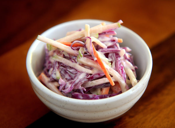 creamy Caesar coleslaw in a bowl 