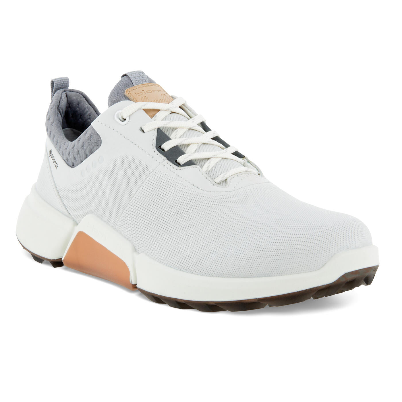 Ecco Womens Golf Biom H4 GORE-TEX Shoes - CONCRETE/PEACH NECTAR