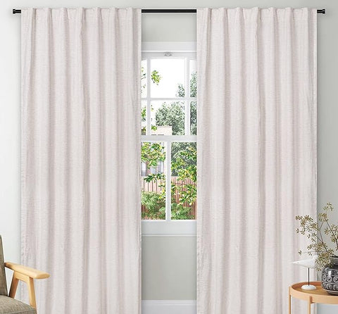 Bedding Craft's Farmhouse Curtain Flax Linen 50x84 Natural, Linen Cotton Curtains, Tab Top Curtains, Set of 2