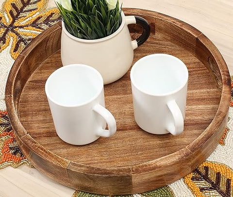 Set of 2 Countertop Wooden Fruit Tray Baskets
