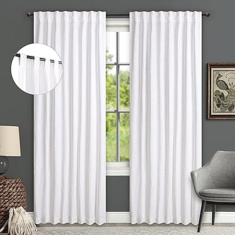 White Cotton Curtains Set of 2