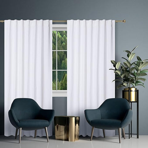 Bedding Craft's Livingroom Curtains 2 Panel Sets 50x72 inch White-Textured Slub