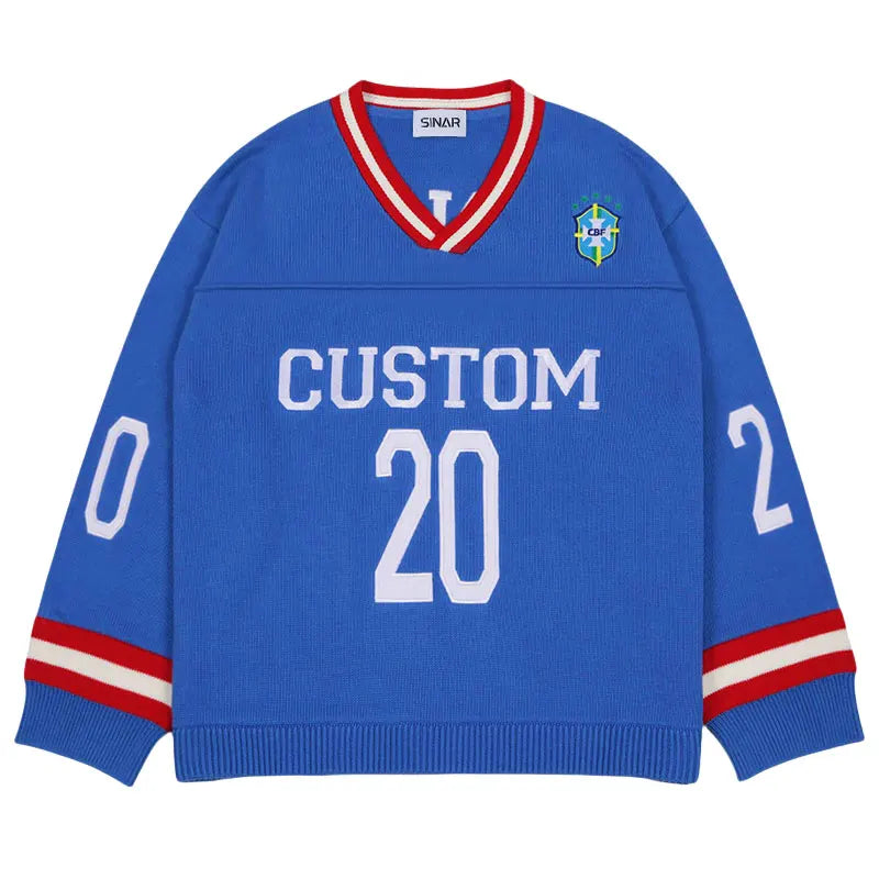 Custom LOGO Men Cotton Sweater  Knitted Jersey  Football Jumper