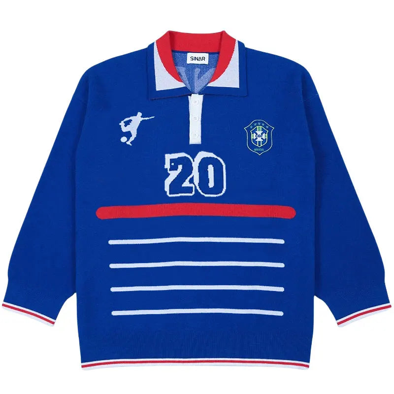 Custom Men Casual Knitwear Football Jumper Polo Shirts Knitted Sweater Custom Jersey