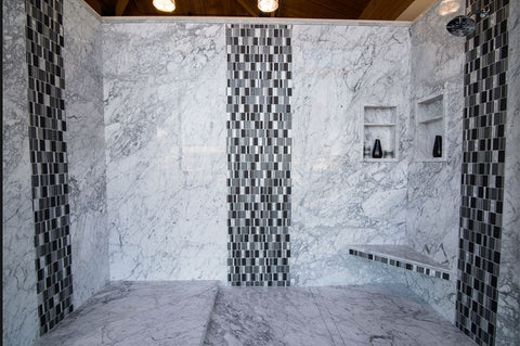 Carrara marble shower wall