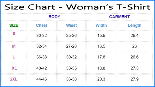 Size Chart - Women's T-Sirt