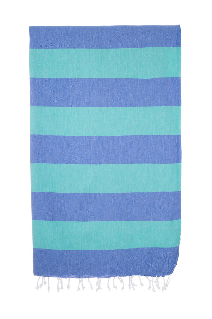 Turkish Towel Co Royal Blue & Sea Green Blocks 100% Cotton Towels Beach