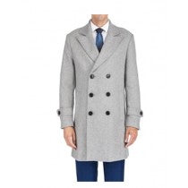 DOUBLE BREASTED COAT NOTCH LAPEL LT GREY