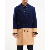 BREASTED PEACOAT NAVY BLUE CAMEL CAR COAT