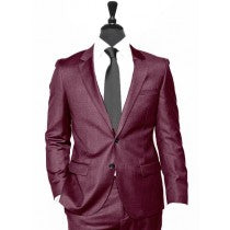 ALBERTO NARDONI BURGUNDY NOTCH LAPEL WOOL SUIT OVERCOAT