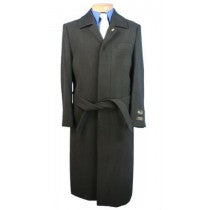 FULL LENGTH BELTED WOOL BLEND TOPCOAT BLACK