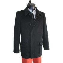 WOOL WITH ZIPPER CLOSURE WINTER BLACK COAT