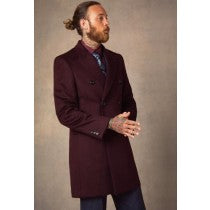 BURGUNDY THREE BUTTON COATS – MENS WINE MAROON OVERCOAT