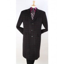 BUTTON PATTERN WINDOWPANE WOOL OVERCOAT