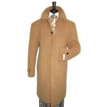 CAMEL COVERED BUTTON WOOL REGULAR FIT OVERCOAT
