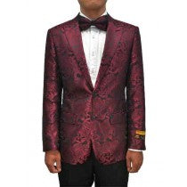 NARDONI BOW TIE BURGUNDY PAISLEY BLAZER