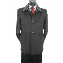 wool single breasted car coat charcoal