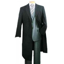 48 INCH FULL LENGTH CHARCOAL FULLY LINED WOOL BLEND TOP COAT