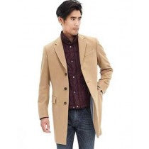SINGLE-BREASTED CAMEL CASHMERE-BLEND OVERCOAT