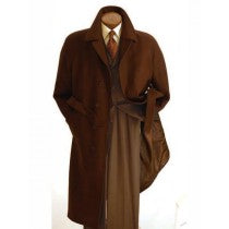 MENS SINGLE BREASTED PEAK LAPEL DARK BROWN OVERCOAT