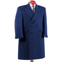 NAVY BLUE WOOL DOUBLE BREASTED OVERCOAT TOPCOAT FULL LENGTH