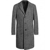 single breasted tweed grey full length topcoat
