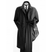 mens black belted wool full length