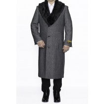 FUR COLLAR FULL LENGTH WOOL OVERCOAT