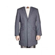 single breasted gray herringbone tweed wool carcoat