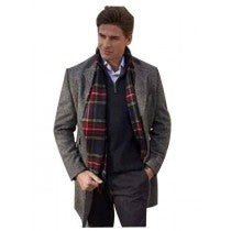 mens peak lapel herringbone tweed wool gray overcoat