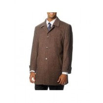 HERRINGBONE TWEED CASHMERE BROWN TOPCOAT