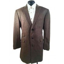 HERRINGBONE TWEED WOOL TAUPE CAR COAT