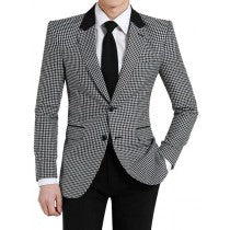 HOUNDSTOOTH NOTCH LAPEL BLACK WHITE BLAZER