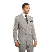 WINDOWPANE DOUBLE BREASTED PEAK LAPEL SPORT COAT