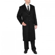 TWO BUTTON 'HARVARD' BLACK WOOL-CASHMERE COAT MENS FULL LENGTH