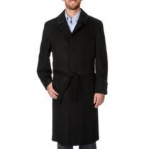 BLACK WOOL AND CASHMERE FULL-LENGTH COAT