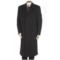 BLACK WOOL BLEND FULLY LINED HIDDEN BUTTONS LONG OVERCOAT