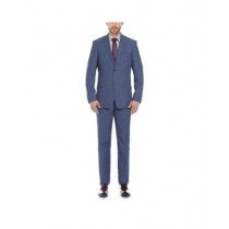 MENS BLUE NOTCH LAPEL PLAID VERNO PATTERN SLIM FIT SUIT