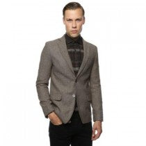 MENS TWEED WINDOWPANE PATTERN BROWN AND GREY