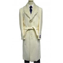 WHITE WOOL & CASHMERE OVERCOAT WITH FUR COLLAR