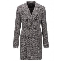 MENS GRAY HERRINGBONE TWEED OVERCOAT DOUBLE BREASTED TOP COAT