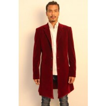 MENS SINGLE BREASTED BURGUNDY WINE MAROON OVERCOATS