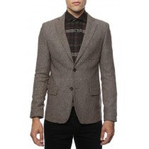 SLIM FIT BROWN HERRINGBONE TWEED SPORT COAT