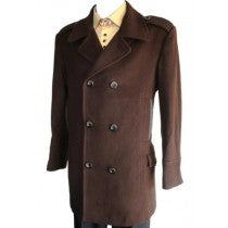 BROWN PEA COAT MENS WOOL BLEND