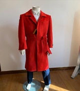 Full Length Overcoat - Wool Belted Topcoat Red peacoat - Long red coat