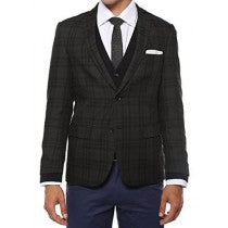 FIT CHARCOAL VESTED BLAZER DINNER JACKET