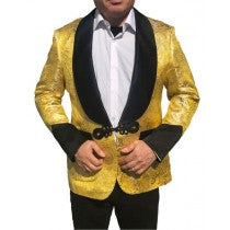 GOLD PAISLEY SHARKSKIN PARTY BLAZER