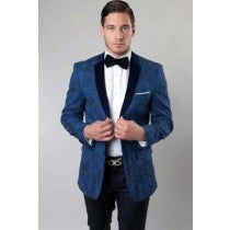 PATTERN SLIM FIT SOLID VELVET NAVY SPORT COAT