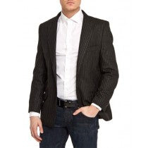 SLIM FIT PINSTRIPE ONE BUTTON BLAZER